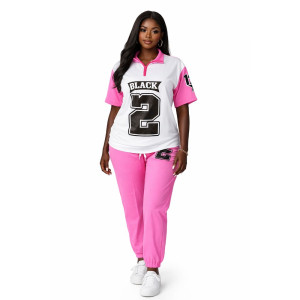 Two Tone Jersey and Matching Trousers Set
